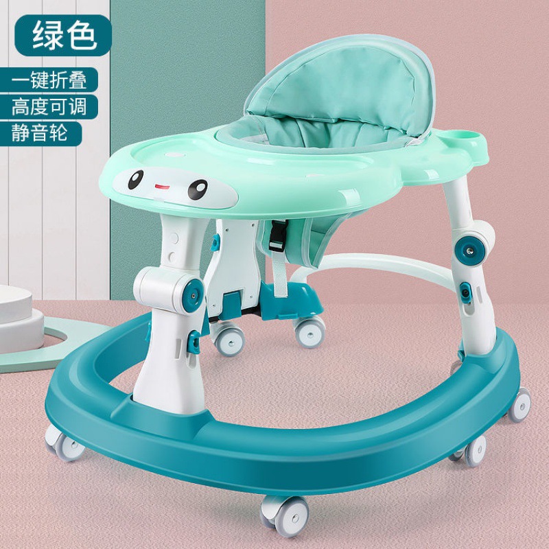 Baby Walker with 6 Mute Rotating Wheels Anti Rollover Multifunctional Child Walker Seat Walking Aid Assistant Toy 976 D3