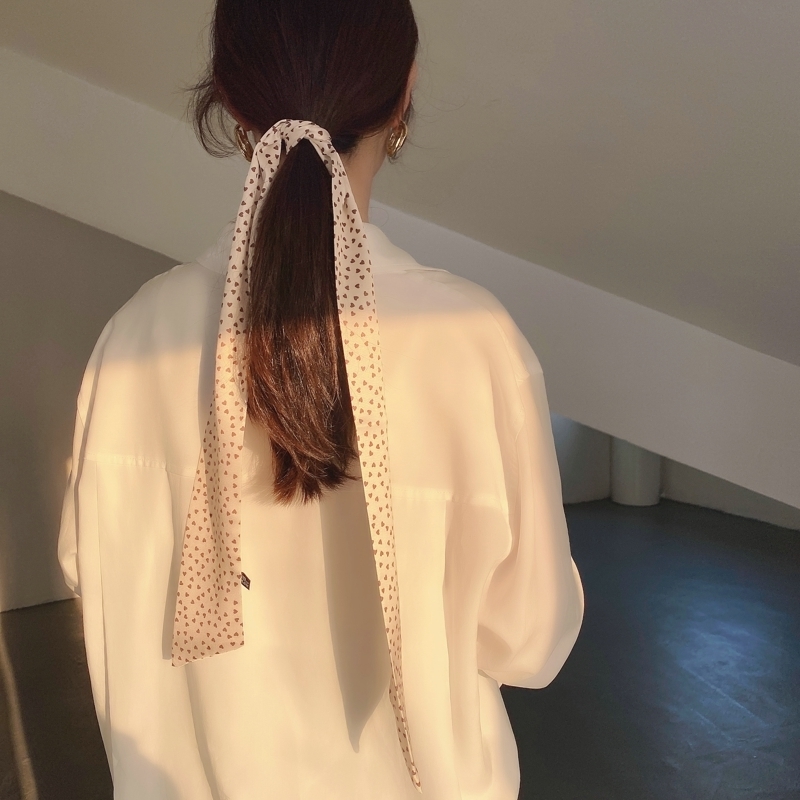 Printing Long Small Scarf Scarves Fairy Wrist Ribbon Hair Band Long Bag Belts Women Skinny Scarf 5pcs