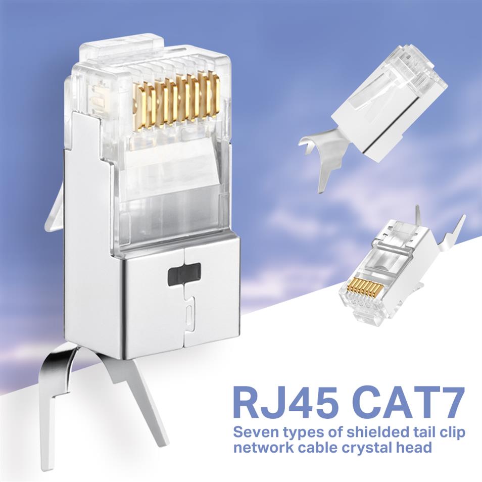 Epacket Cat6a Cat7 RJ45 Connector Crystal Plug Shielded FTP Modular Connectors Network Ethernet Cable2516