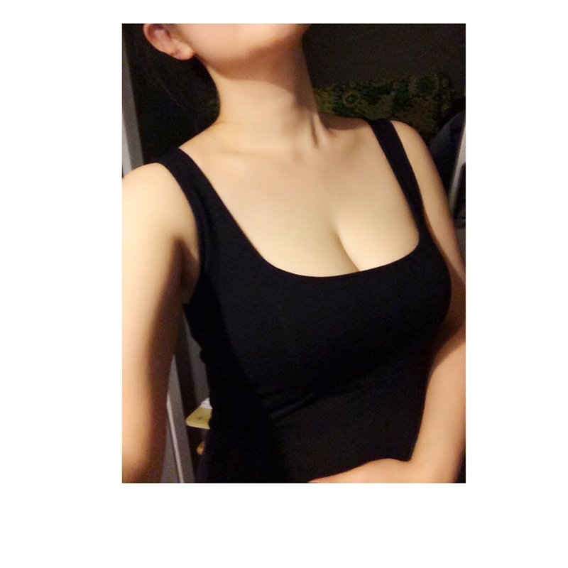 Sexy Low-Cut Tank Tops Women Large U-neck Bottoming Cotton Tanks Nightclubs Clothing Black White Gray 220325