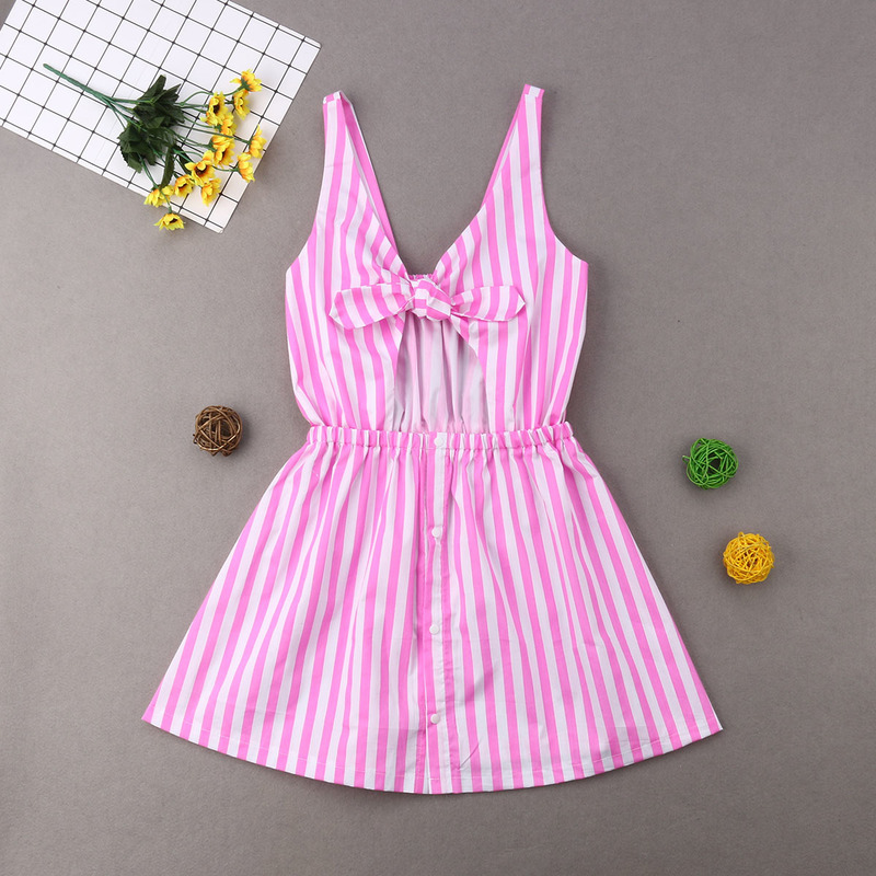 Mother and Daughter Summer Dress Family Matching Outfits Women Baby Girls Sleeveless Stripe Casual Dress Mommy and Me Clothes 220531