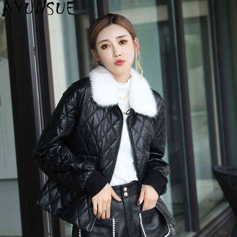 Ayunsue Winter Genuine Sheepskin Leather Jacket Women Real Mink Fur Collar Jacket Slim Short Down Jackets Casaco Feminino J220727, Black
Ayunsue Winter Genuine Sheepskin Leather Jacket Women Real Mink Fur Collar Jacket Slim Short Down Jackets Casaco Feminino J220727, Black