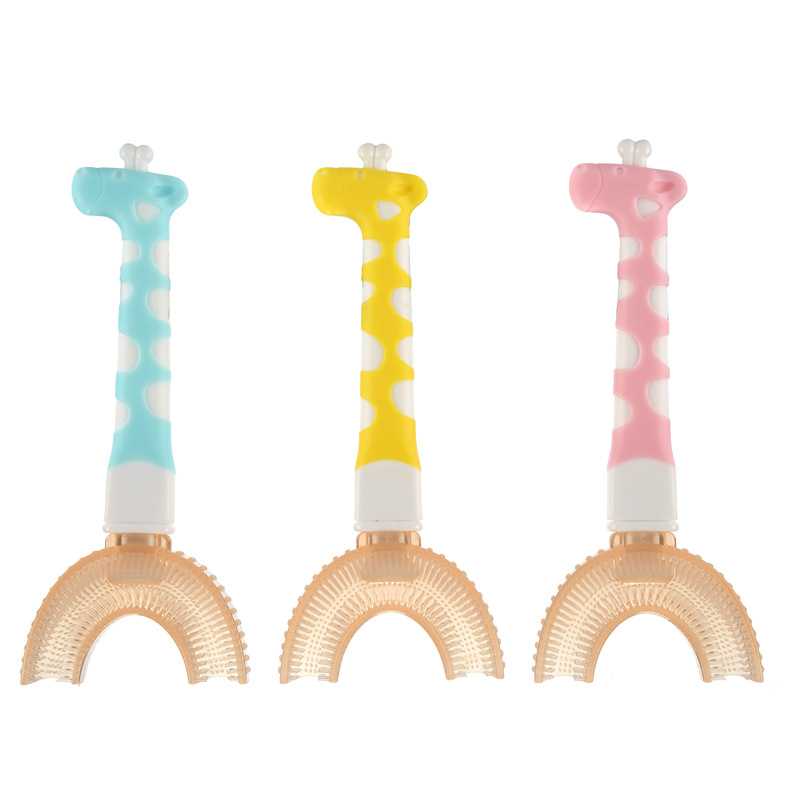 Kids U Shape Silicone Toothbrush Deer Handle Manual Ultra Soft Bristle Baby Teeth Brushing Tool Children Oral Clean Care Tools Wholesaler