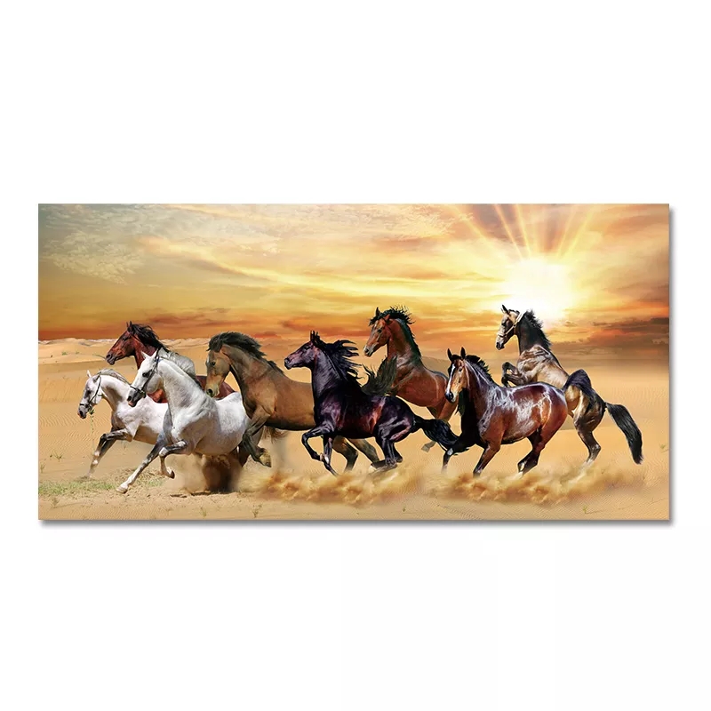 White Running Horse Animals Oil Painting HD Print on Canvas Poster Wall Art Picture for Living Room Sofa Cuadros Decor
