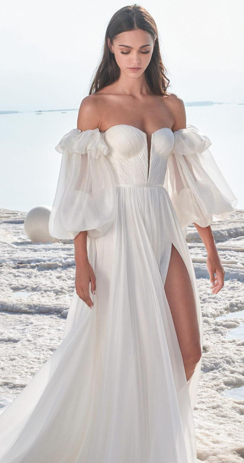 Charming White Evening Dresses Cotton Deep V-neck Off-the-Shoulder Slim Custom Made Lace Up Floor-length Prom Dress Robe de mariée
