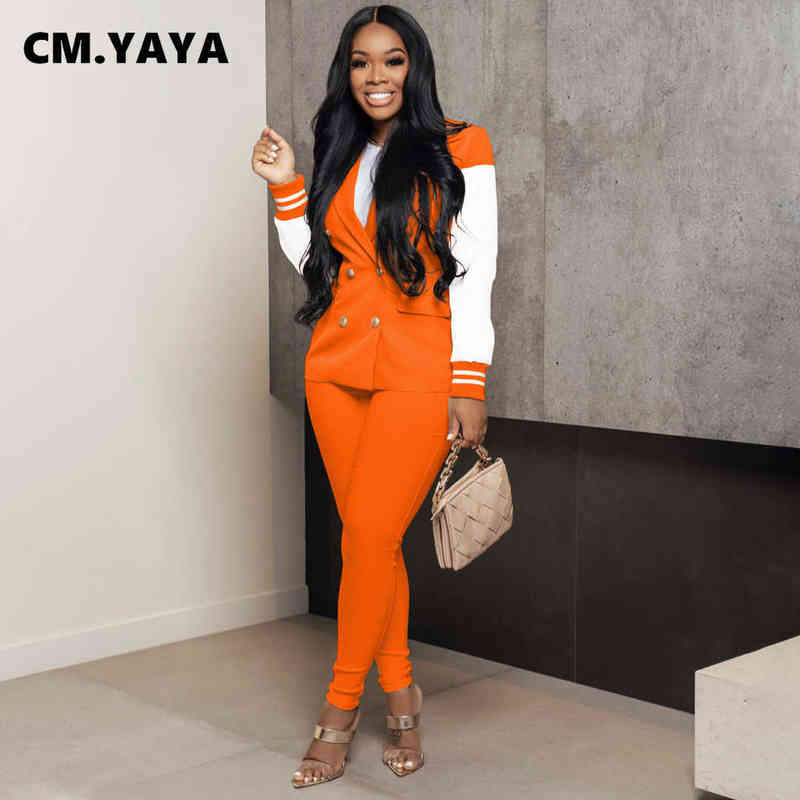 Cm Yaya Women Tracksuit Baseball Style Notched Neck Blazer Pants Suit Matching Two 2 Piece Set Office Lady Outfits Sweatsuit J220813, Red
Cm Yaya Women Tracksuit Baseball Style Notched Neck Blazer Pants Suit Matching Two 2 Piece Set Office Lady Outfits Sweatsuit J220813, Red