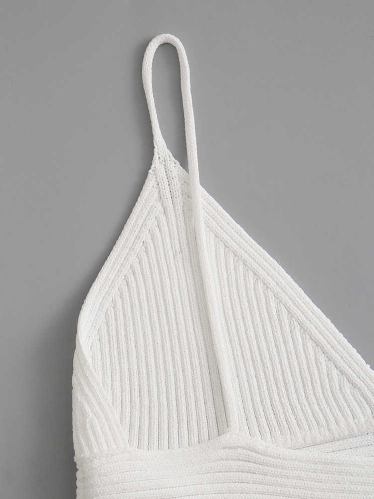 Fashion Women White Knitted Crop Top Sexy Bra Summer Camis Vintage Backless Strap Female Chic Tank Tops 220325