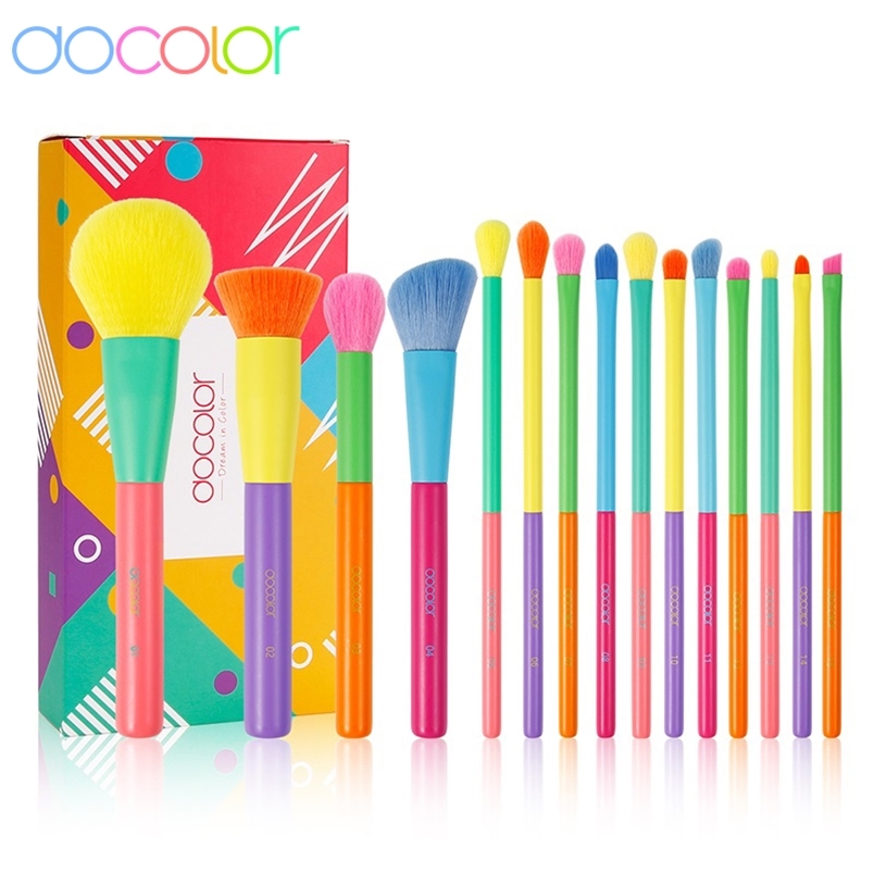 Docolor Colorful Makeup brushes set Cosmetic Foundation Powder Blush Eyeshadow Face Kabuki Blending Make up Brushes Beauty Tool 220623