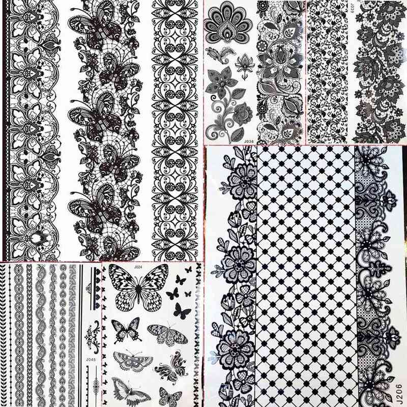 NXY Temporary Tattoo 1pc Large Henna Stickers for Wedding Gbj206 Black Ink Lace Paste Women Party Brides Flower 21x15cm 0330