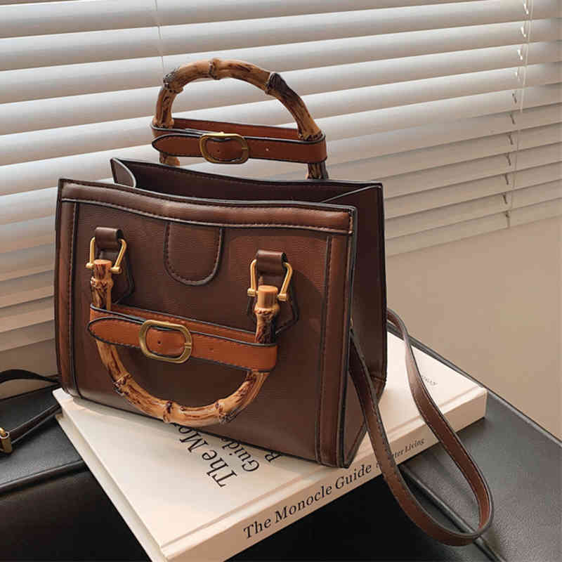 New bamboo handbag sling one Shoulder Messenger Bag trend personalized portable women's bag Purses, Black 
New bamboo handbag sling one Shoulder Messenger Bag trend personalized portable women's bag Purses, Black