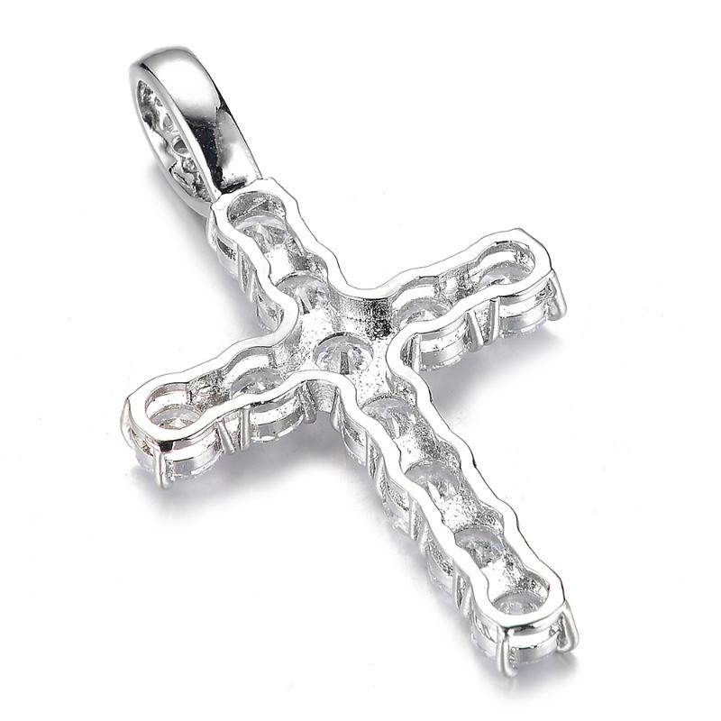 Chains Simple Cross Necklace Gold Silver Color Crystal Pendant For Men Women Couple Jewelry Gift WholeChains