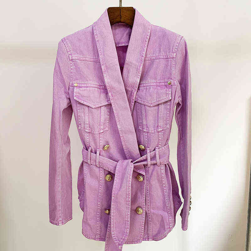 New Design Denim Jacket Women Blazer Female Double Breasted Gold Button Pink Purple Long Sleeve Fashion Jacket With Belt Blazers J220813, Pink jacket
New Design Denim Jacket Women Blazer Female Double Breasted Gold Button Pink Purple Long Sleeve Fashion Jacket With Belt Blazers J220813, Pink jacket