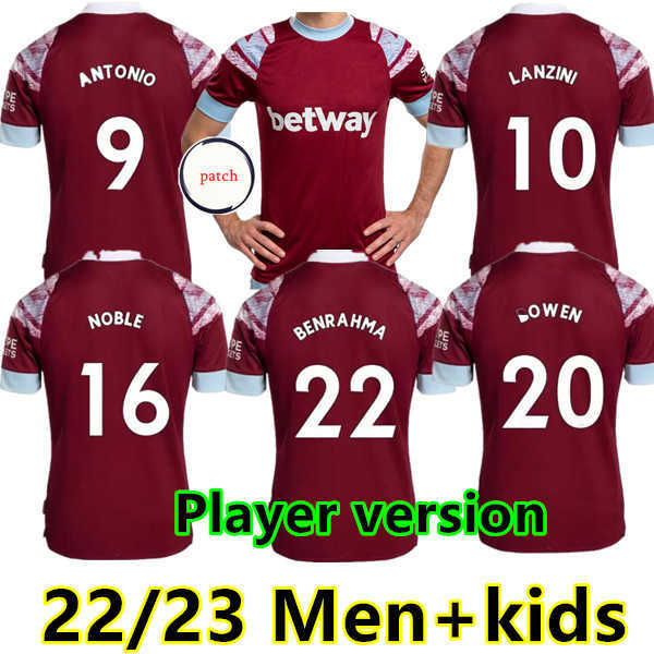 Fans player 22 23 West Hams BOWEN RICE Soccer Jerseys BENRAHMA LANZINI ANTONIO YARMOLENKO NOBLE FORNALS DAWSON Vlasic SOUCEK 2022 2023