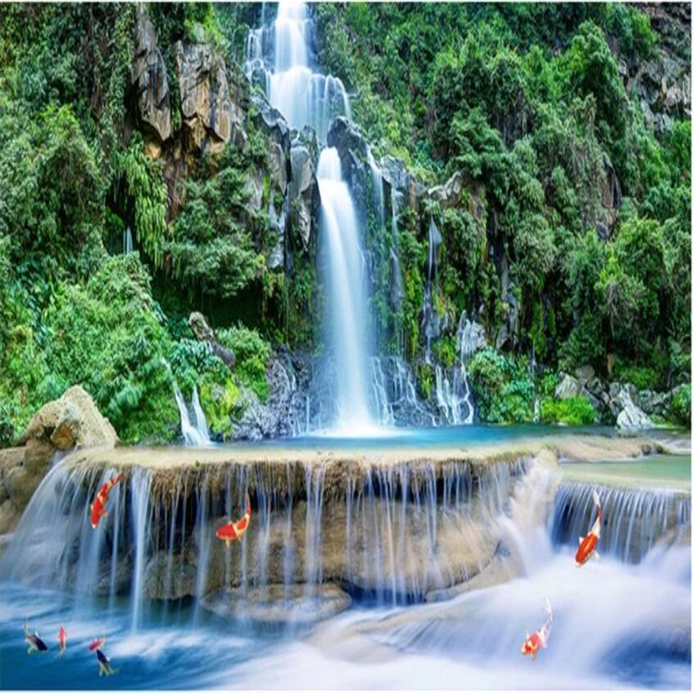 Custom wallpaper 3d mural mountain waterfall water 3D mural landscape background wall living room wallpaper 3d mural