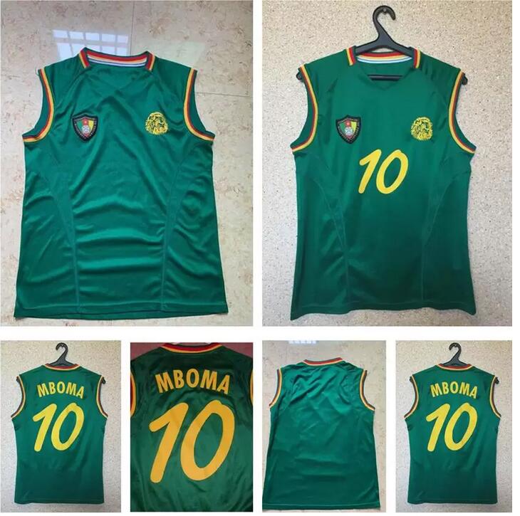 2002 2003 Cameroon retro soccer jersey World #3 WOME Cup #10 MBOMA classic vintage vest football shirt 02 03 commemorate home green sleevele, Black
2002 2003 Cameroon retro soccer jersey World #3 WOME Cup #10 MBOMA classic vintage vest football shirt 02 03 commemorate home green sleevele, Black