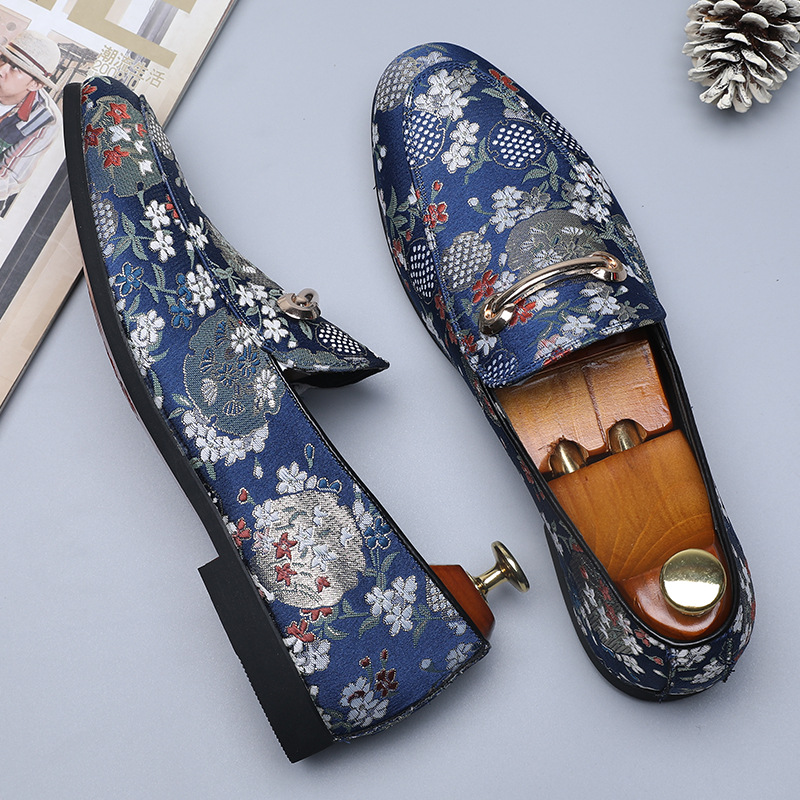 

New Loafers Men Shoes Flower Fashion Classic Business Casual Banquet Everyday Vintage Stitching Mask Dress Shoes, Clear