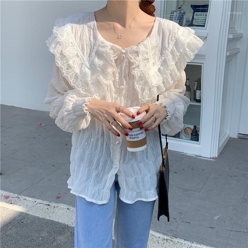 Fall 2022 Loose Lace Patchwork Doll Neck Mid Long Versatile Sleeve Bottom Chiffon Top For Women Women's Blouses & Shirts, Beige
Fall 2022 Loose Lace Patchwork Doll Neck Mid Long Versatile Sleeve Bottom Chiffon Top For Women Women's Blouses & Shirts, Beige