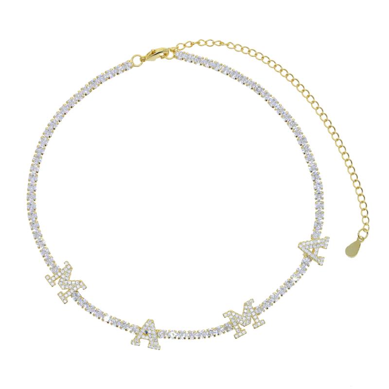 Chains Iced Out Bling Clear Cubic Zirconia 3MM Tennis Link Chain Initial Letter Mama Charm Choker Necklaces Women Mother's Day JewelryCh
Chains Iced Out Bling Clear Cubic Zirconia 3MM Tennis Link Chain Initial Letter Mama Charm Choker Necklaces Women Mother's Day JewelryCh