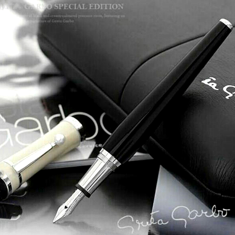 wholesale Special Collection Edition Greta Garbo Black Resin Rollerball Ballpoint Pen Fountain pens Writing Office School Supplies With Pearl Cap