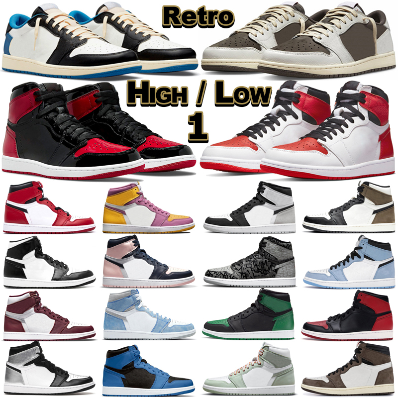 1 High OG Low Basketball Shoes Men Women 1s Reverse Mocha Patent Bred Yellow Toe University Blue Bleached Coral Heritage Mens Trainers 
1 High OG Low Basketball Shoes Men Women 1s Reverse Mocha Patent Bred Yellow Toe University Blue Bleached Coral Heritage Mens Trainers