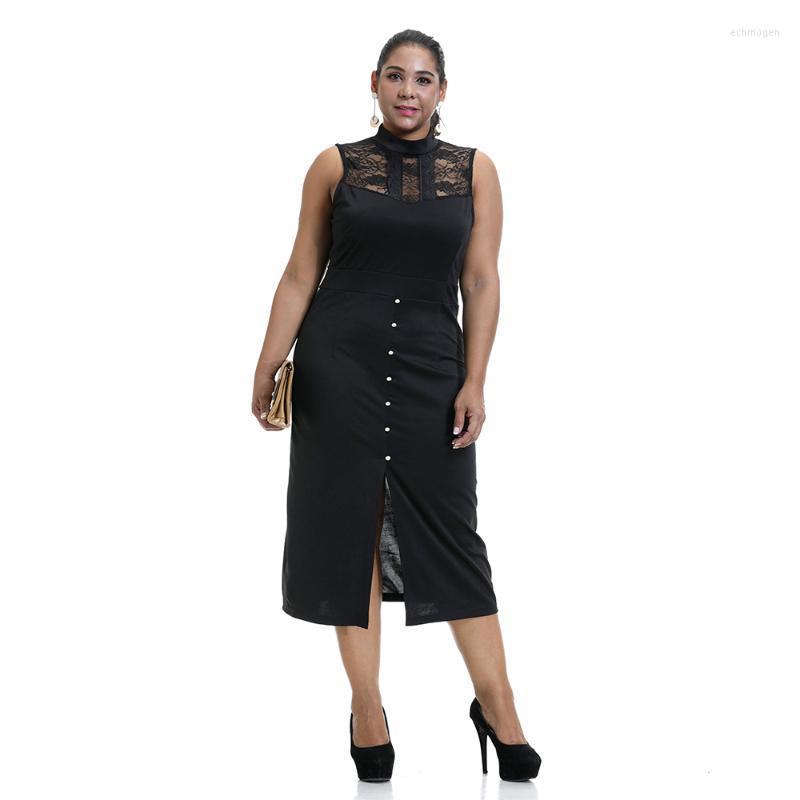 Plus Size Dresses Sale Sexy Lace Stitching Summer Sleeveless Split Hollow Buttons Office Lady Midi Dress Fashion Vestidos Echm22, Black
Plus Size Dresses Sale Sexy Lace Stitching Summer Sleeveless Split Hollow Buttons Office Lady Midi Dress Fashion Vestidos Echm22, Black