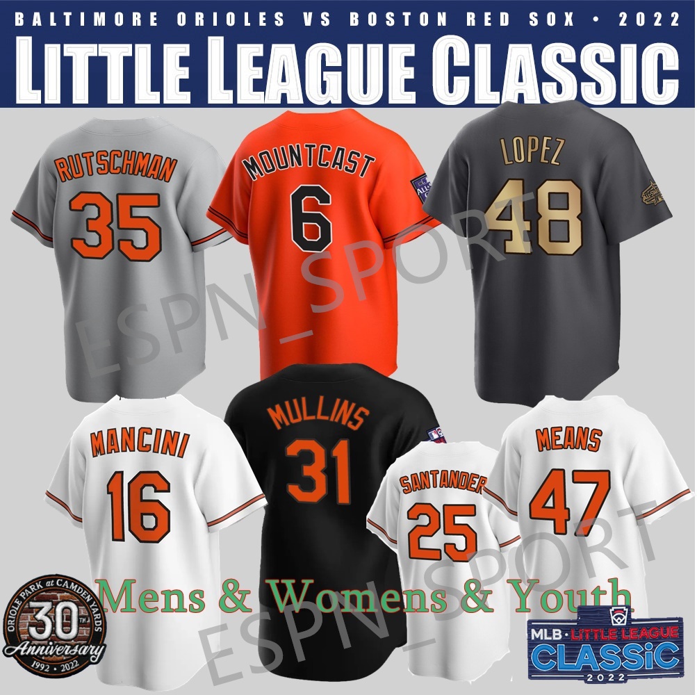Adley Rutschman NEW Little League Orioles Jersey Cedric Mullins Santander Mountcastle Hays, 2022 littleleagueclassic flex
Adley Rutschman NEW Little League Orioles Jersey Cedric Mullins Santander Mountcastle Hays, 2022 littleleagueclassic flex