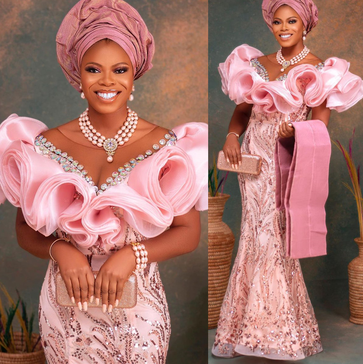 2022 Plus Size Arabic Aso Ebi Pink Mermaid Sparkly Prom Dresses Crystals Sheer Neck Evening Formal Party Second Reception Birthday Engagement Gowns Dr