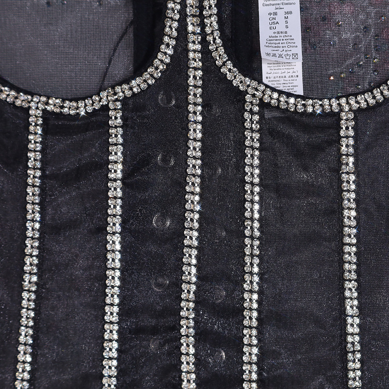 Outer Wear Trendy Halter Top Sequined Vest Suspenders Transparent Lace Corset Girl Style Tops for Women 220325