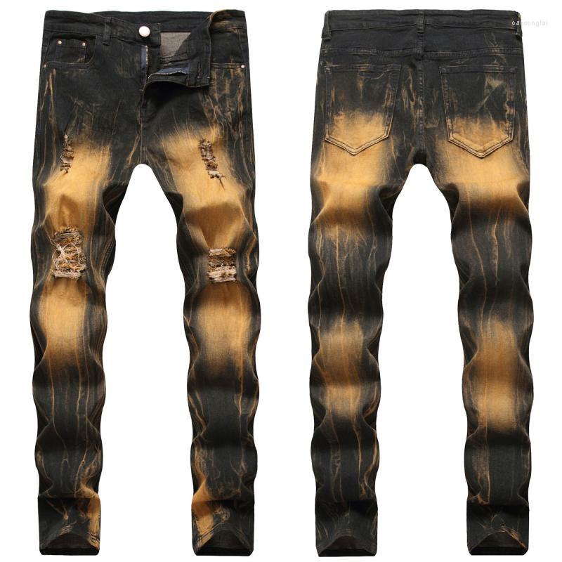 Men's Jeans Men's Stretch Ripped JeansMen's, Retro color