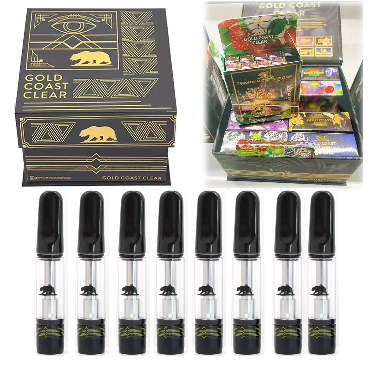 GCC Atomizers Gold Coast Clear Cartridges Black Ceramic Flat tips Ceramic Coil carts 0.8ml 1.0ml Empty Atomizer 510 Thread Thick Oil Cartridge with Packaging boxes
GCC Atomizers Gold Coast Clear Cartridges Black Ceramic Flat tips Ceramic Coil carts 0.8ml 1.0ml Empty Atomizer 510 Thread Thick Oil Cartridge with Packaging boxes