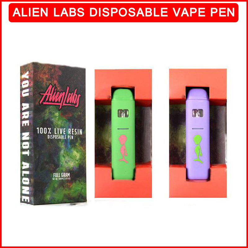 

10 Strains Stickers Green Purple Alien Labs Live Resin E Cigarettes Disposable Vape Pen 0.8ml Empty Carts 350mAh Battery Preheat Starter Kits With Box