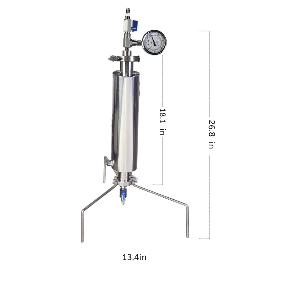 ZZKD 1.5" 18" Sanitary SS304 Lab Supplies Jacketed Closed Loop Extractor Vacuum Chamber/Tube 90g BHO