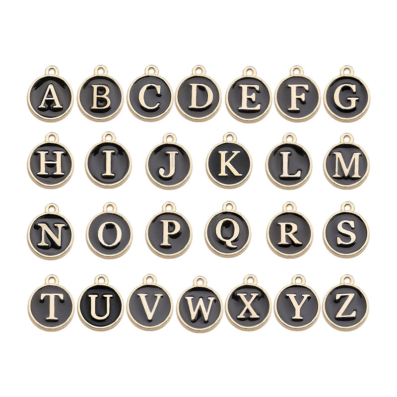 Enamel Letter Alphabet Charm Initial Pendant for Bracelet Bangle Necklace Making 26PCS/Bag