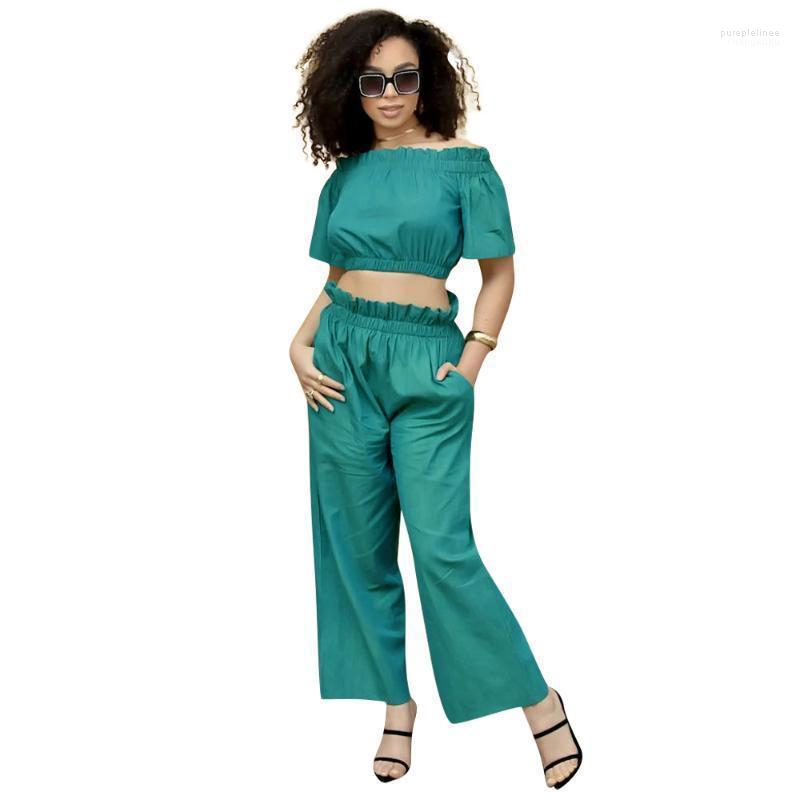 Summer Slash Neck Short Sleeve Crop Top & Loose Pants Suit Ruffles Street Casual Elegant Tracksuits Two Piece Set Outfits B740 Women, Green
Summer Slash Neck Short Sleeve Crop Top & Loose Pants Suit Ruffles Street Casual Elegant Tracksuits Two Piece Set Outfits B740 Women, Green