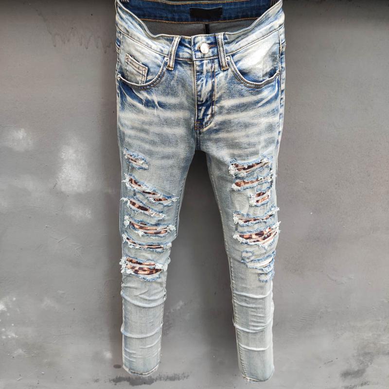 Men's Jeans Patchwork Punk Hip Hop Pants Streetwear Leopard Men 2022 Elastic Slim Fit Destroyed Ripped MenMen's, Blue
Men's Jeans Patchwork Punk Hip Hop Pants Streetwear Leopard Men 2022 Elastic Slim Fit Destroyed Ripped MenMen's, Blue