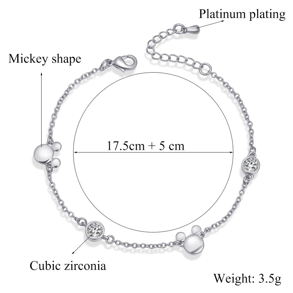 Copper Chain Mouse Charm Bracelets for Women New Style Girl Fashion Crystal Zircon Bracelet Jewelry Gift