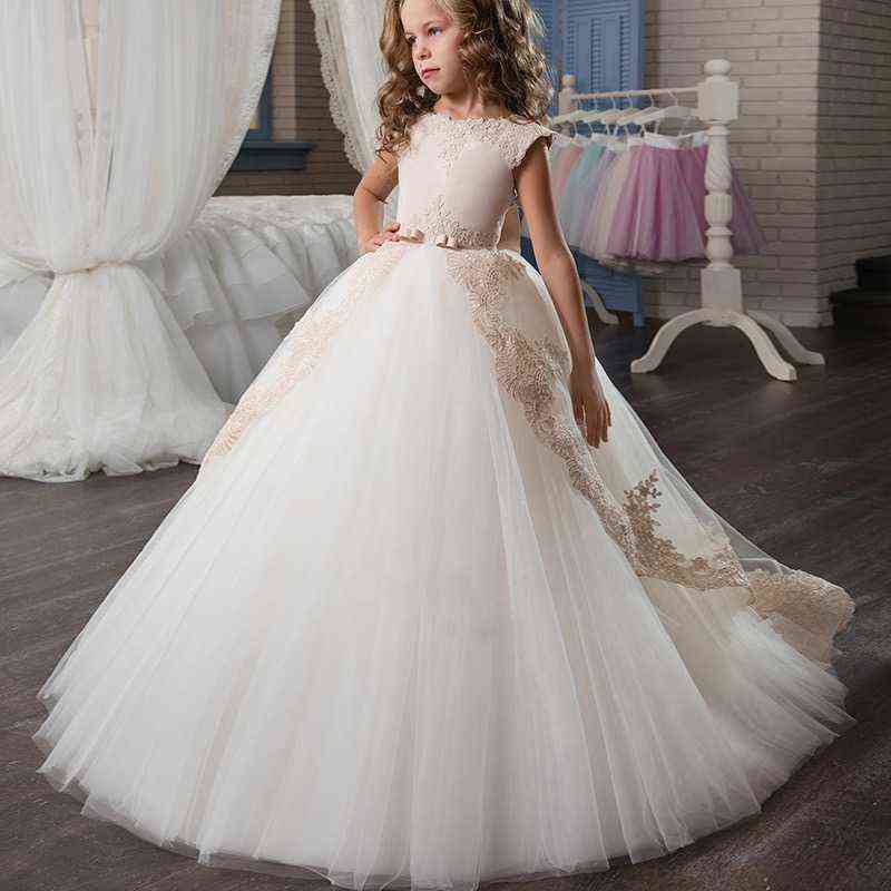 Elegant party dress for Girl clothes First feast dress Wedding Flower girl Dresses Kids costume Lace Bridesmaids Formal Gown Y220510