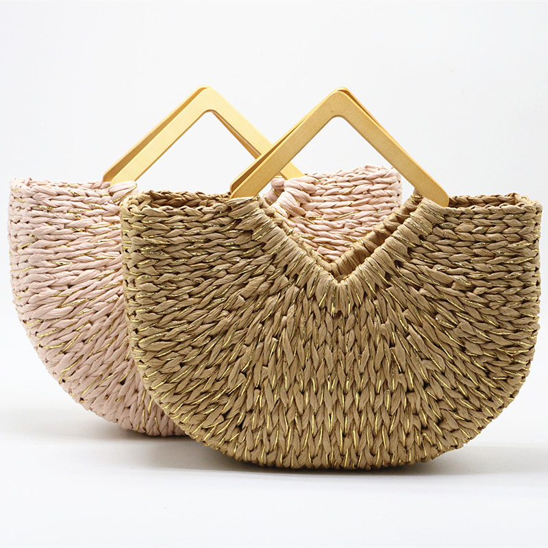 New hand-held straw woven bag with gold thread woven bag fashion bag with large capacity, Pink
New hand-held straw woven bag with gold thread woven bag fashion bag with large capacity, Pink