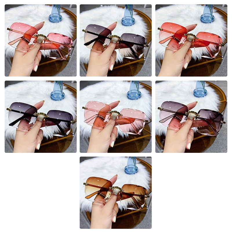 Classic Vintage Square Sunglasses Woman Gradient Mirror Frameless Sun Glasses Female Retro Fashion Rimless 220620