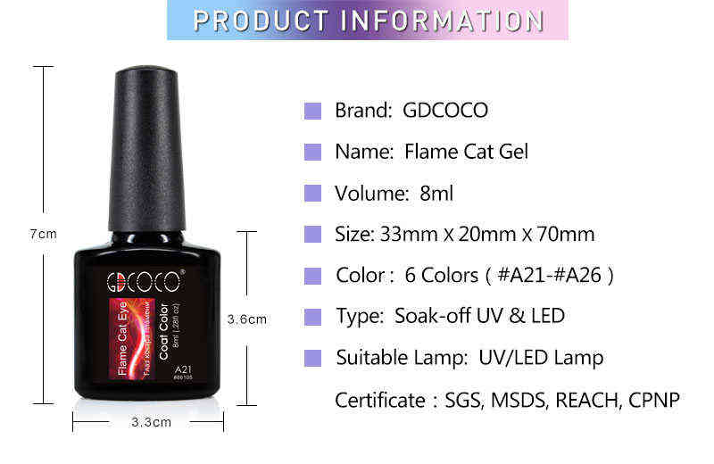 NXY Nail Gel Gdcoco 3d Flame Color Cat Eye Glitter Polish Soak Off Uv Led Magentic Magic Effect Lacquer 0328