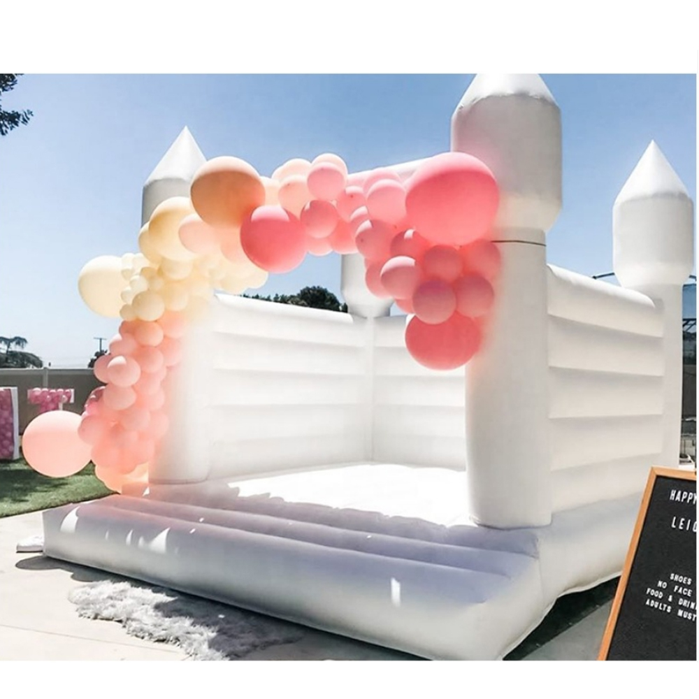 Stylish white jumper Inflatable Wedding Bouncy Castle Bounce House Tent With Air Blower 13x13ft All PVC For Commercial rental