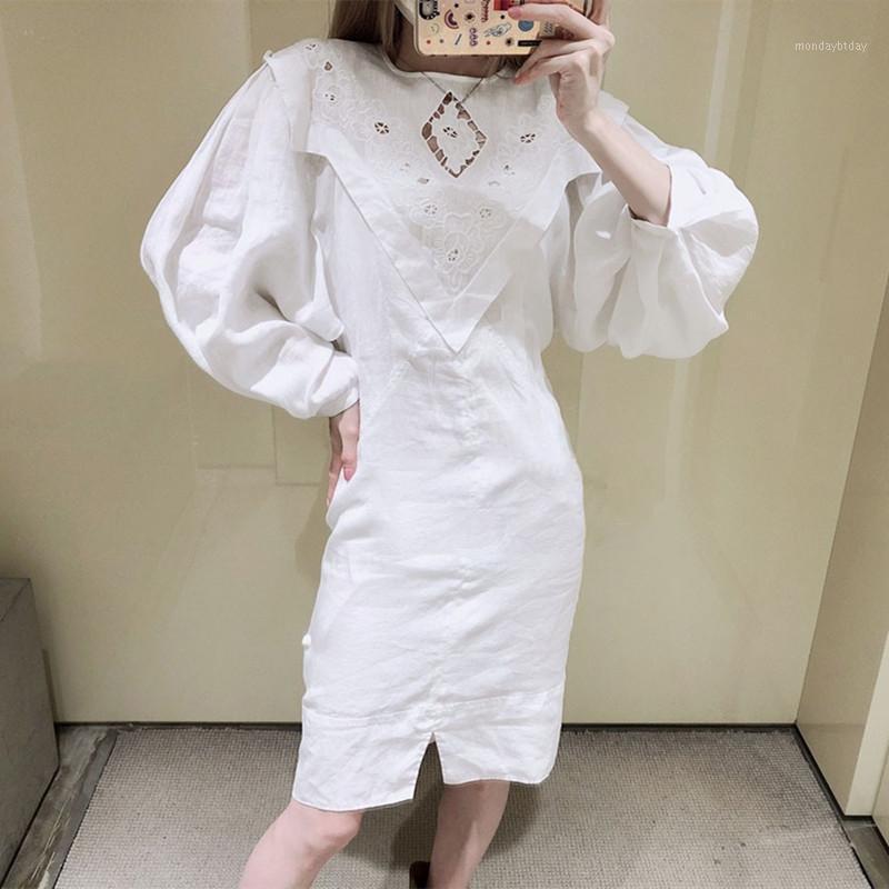 Casual Dresses Women White Front Slit Dress Linen Embroidery Hollow Out Long Sleeve Ladies O-neck Robe 2022 Autumn
Casual Dresses Women White Front Slit Dress Linen Embroidery Hollow Out Long Sleeve Ladies O-neck Robe 2022 Autumn