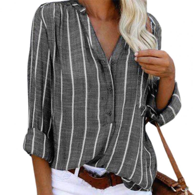 Women's Blouses & Shirts Single Breasted Striped Women Shirt Soft Button Down V-Neck Loose Elegant For Female Clothing Top 2022 Blue 3XL, Khaki
Women's Blouses & Shirts Single Breasted Striped Women Shirt Soft Button Down V-Neck Loose Elegant For Female Clothing Top 2022 Blue 3XL, Khaki