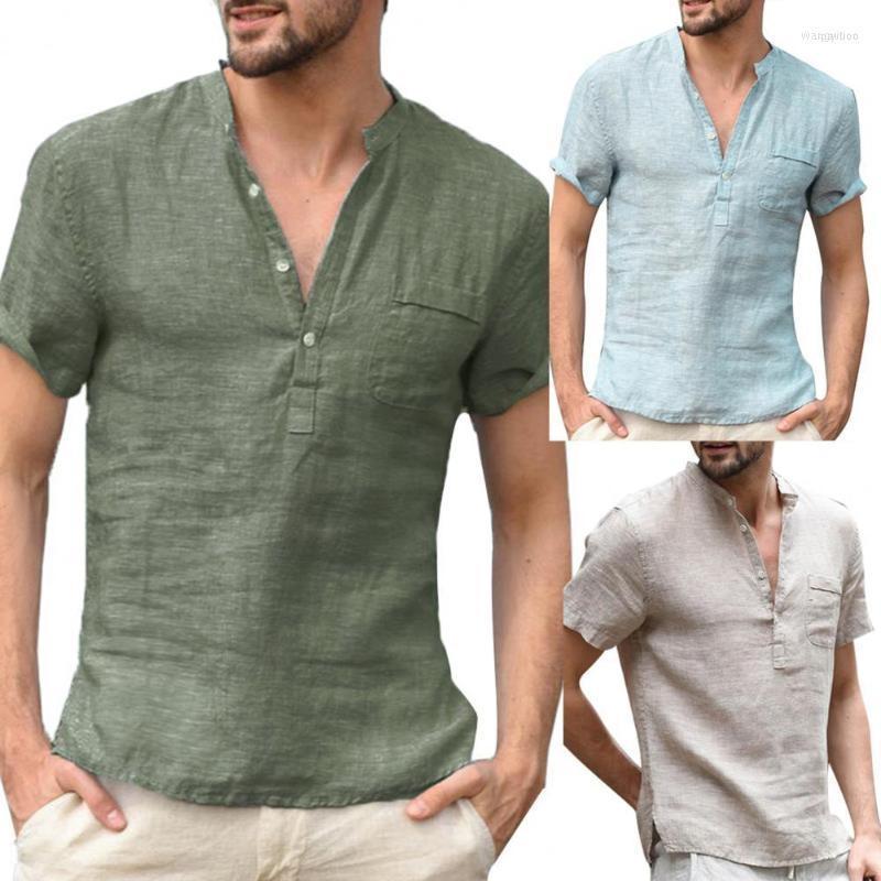 Men' Casual Shirts Plus Size -3XL Men Solid Color Button V Neck Patch Pocket Linen Short Sleeve T-Shirt Summer Top Oversize, Light blue 
Men' Casual Shirts Plus Size -3XL Men Solid Color Button V Neck Patch Pocket Linen Short Sleeve T-Shirt Summer Top Oversize, Light blue