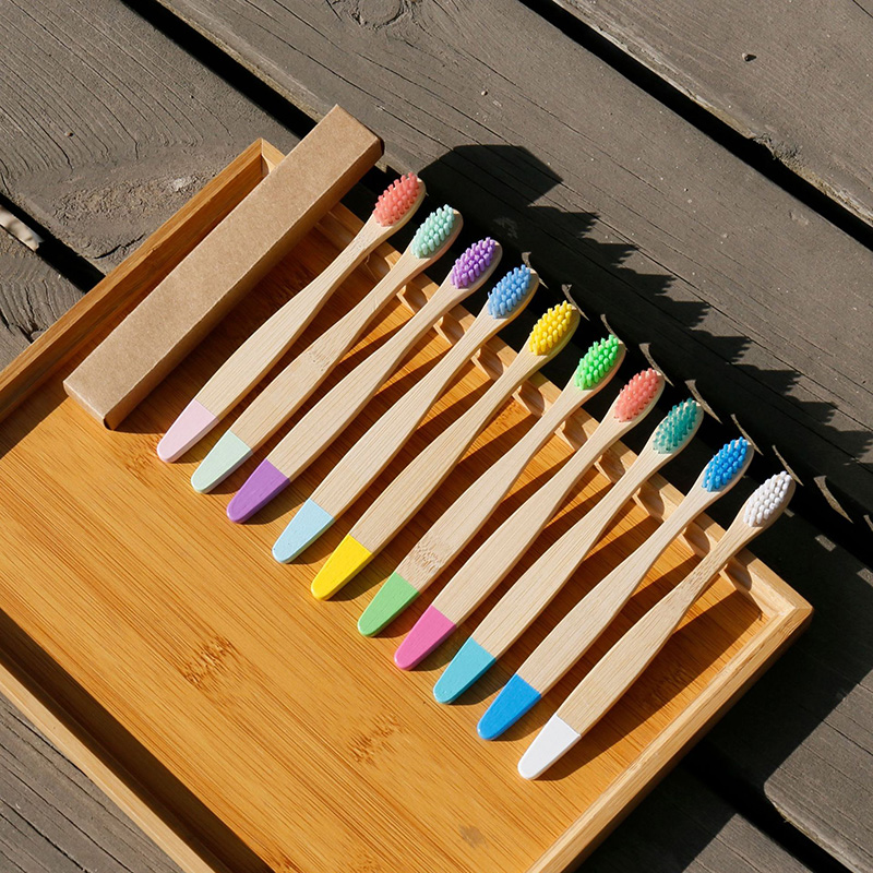 Eco-Friendly Natural Bamboo Flat Handle Kids Toothbrush Healthy Children Toothbrushes Nylon Soft Hair Travel Oral Hygiene Care Cepillo De Dientes Para