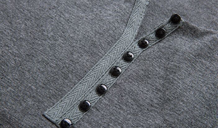 YSMILE Y #112 Cotton Grey Mens Long Sleeve Tie Clasp V solid heart-shaped base autumn sweater T blood slim Lycra cotton shirt 220322