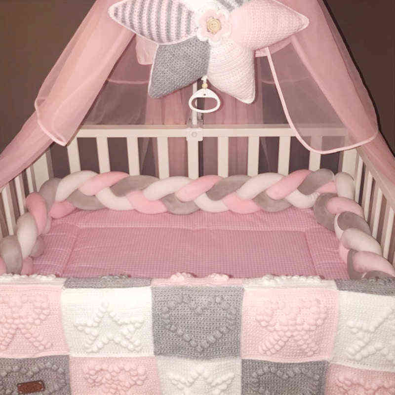 1M/2M/3M Baby Bed Bumper Infant Cradle Pillow Cushion Braid Knot Bumper Crib Bumper Protector Room Decor Tour De Lit Bebe Tresse AA220326
