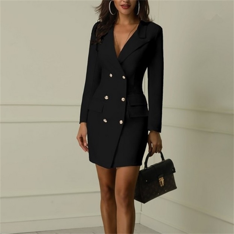 Women Blazer Dress Double Breasted Long Sleeve V neck Button Front Military Style Elegant Office Wear Vestidos 220614, White
Women Blazer Dress Double Breasted Long Sleeve V neck Button Front Military Style Elegant Office Wear Vestidos 220614, White