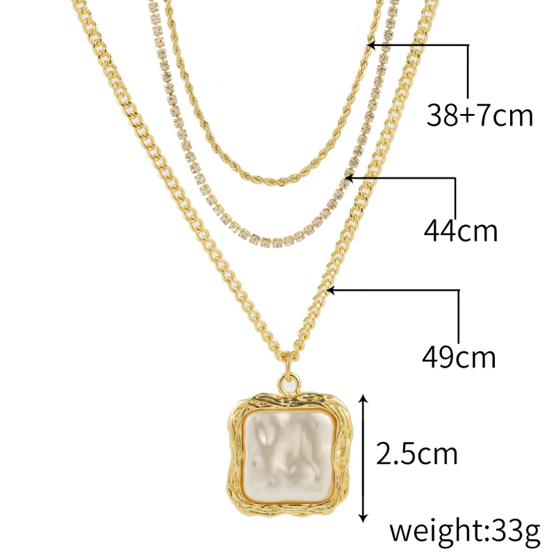 Multilayered Heart Lock Necklace Baroque Pearl Necklaces for Gift