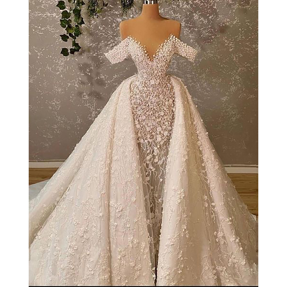 Charming Sexy Floral Appliques Lace Dubai Mermaid Wedding Dress Off The Shoulder Beading Pearls Saudi Arabic Bridal Gowns, Red
Charming Sexy Floral Appliques Lace Dubai Mermaid Wedding Dress Off The Shoulder Beading Pearls Saudi Arabic Bridal Gowns, Red